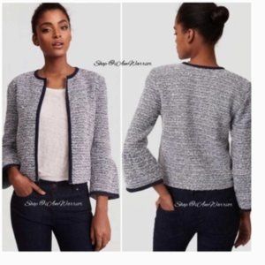 EUC, LOFT Tweed Bell Sleeve Blazer, M, Multi color